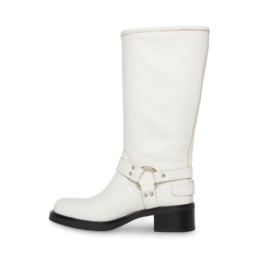 Botas Altas Steve Madden Axelle Cuero Mujer Blancas | ES PO1639